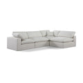  Manufacturer Color_Cream -- Comfy 119" Cream Linen Textured Fabric Upholstered 4 pc Modular Sectional IMAGE 1