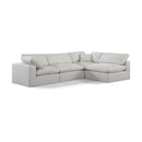  Manufacturer Color_Cream -- Comfy 119" Cream Linen Textured Fabric Upholstered 4 pc Modular Sectional IMAGE 1