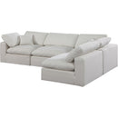  Manufacturer Color_Cream -- Comfy 119" Cream Linen Textured Fabric Upholstered 4 pc Modular Sectional IMAGE 2
