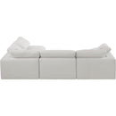 Meridian Comfy Cream Linen Textured Fabric Modular Sectional IMAGE 5
