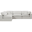Meridian Comfy Cream Linen Textured Fabric Modular Sectional IMAGE 7