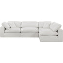 Meridian Comfy Cream Linen Textured Fabric Modular Sectional IMAGE 8