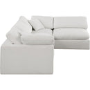  Manufacturer Color_Cream -- Comfy 119" Cream Linen Textured Fabric Upholstered 4 pc Modular Sectional IMAGE 9