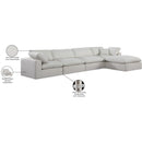  Manufacturer Color_Cream -- Comfy 158" Cream Linen Textured Fabric Upholstered 5 pc Modular Sectional IMAGE 16