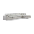  Manufacturer Color_Cream -- Comfy 158" Cream Linen Textured Fabric Upholstered 5 pc Modular Sectional IMAGE 1