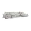  Manufacturer Color_Cream -- Comfy 158" Cream Linen Textured Fabric Upholstered 5 pc Modular Sectional IMAGE 1