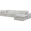  Manufacturer Color_Cream -- Comfy 158" Cream Linen Textured Fabric Upholstered 5 pc Modular Sectional IMAGE 2