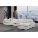  Manufacturer Color_Cream -- Comfy 158" Cream Linen Textured Fabric Upholstered 5 pc Modular Sectional IMAGE 4