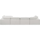  Manufacturer Color_Cream -- Comfy 158" Cream Linen Textured Fabric Upholstered 5 pc Modular Sectional IMAGE 5