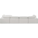 Meridian Comfy Cream Linen Textured Fabric Modular Sectional IMAGE 5