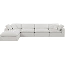 Meridian Comfy Cream Linen Textured Fabric Modular Sectional IMAGE 7
