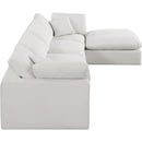  Manufacturer Color_Cream -- Comfy 158" Cream Linen Textured Fabric Upholstered 5 pc Modular Sectional IMAGE 9