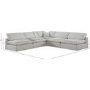  Manufacturer Color_Cream -- Comfy 118" Cream Linen Textured Fabric Upholstered 5 pc Modular Sectional IMAGE 10