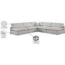 Meridian Comfy Cream Linen Textured Fabric Modular Sectional IMAGE 11