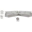  Manufacturer Color_Cream -- Comfy 118" Cream Linen Textured Fabric Upholstered 5 pc Modular Sectional IMAGE 11
