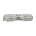  Manufacturer Color_Cream -- Comfy 118" Cream Linen Textured Fabric Upholstered 5 pc Modular Sectional IMAGE 1