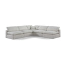  Manufacturer Color_Cream -- Comfy 118" Cream Linen Textured Fabric Upholstered 5 pc Modular Sectional IMAGE 1