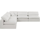  Manufacturer Color_Cream -- Comfy 118" Cream Linen Textured Fabric Upholstered 5 pc Modular Sectional IMAGE 4