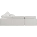 Meridian Comfy Cream Linen Textured Fabric Modular Sectional IMAGE 5