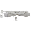  Manufacturer Color_Cream -- Comfy 119" Cream Linen Textured Fabric Upholstered 5 pc Modular Sectional IMAGE 11