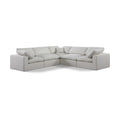  Manufacturer Color_Cream -- Comfy 119" Cream Linen Textured Fabric Upholstered 5 pc Modular Sectional IMAGE 1