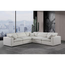 Meridian Comfy Cream Linen Textured Fabric Modular Sectional IMAGE 2