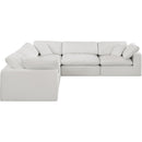  Manufacturer Color_Cream -- Comfy 119" Cream Linen Textured Fabric Upholstered 5 pc Modular Sectional IMAGE 4