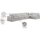  Manufacturer Color_Cream -- Comfy 158" Cream Linen Textured Fabric Upholstered 5 pc Modular Sectional IMAGE 16