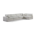  Manufacturer Color_Cream -- Comfy 158" Cream Linen Textured Fabric Upholstered 5 pc Modular Sectional IMAGE 1