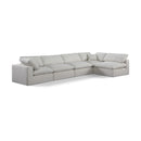  Manufacturer Color_Cream -- Comfy 158" Cream Linen Textured Fabric Upholstered 5 pc Modular Sectional IMAGE 1