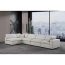  Manufacturer Color_Cream -- Comfy 158" Cream Linen Textured Fabric Upholstered 5 pc Modular Sectional IMAGE 3