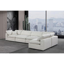  Manufacturer Color_Cream -- Comfy 158" Cream Linen Textured Fabric Upholstered 5 pc Modular Sectional IMAGE 4