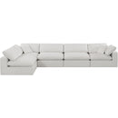  Manufacturer Color_Cream -- Comfy 158" Cream Linen Textured Fabric Upholstered 5 pc Modular Sectional IMAGE 7