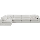 Meridian Comfy Cream Linen Textured Fabric Modular Sectional IMAGE 7