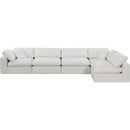  Manufacturer Color_Cream -- Comfy 158" Cream Linen Textured Fabric Upholstered 5 pc Modular Sectional IMAGE 8