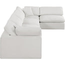  Manufacturer Color_Cream -- Comfy 158" Cream Linen Textured Fabric Upholstered 5 pc Modular Sectional IMAGE 9