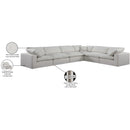  Manufacturer Color_Cream -- Comfy 158" Cream Linen Textured Fabric Upholstered 6 pc Modular Sectional IMAGE 11
