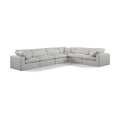  Manufacturer Color_Cream -- Comfy 158" Cream Linen Textured Fabric Upholstered 6 pc Modular Sectional IMAGE 1