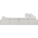  Manufacturer Color_Cream -- Comfy 158" Cream Linen Textured Fabric Upholstered 6 pc Modular Sectional IMAGE 3
