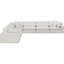  Manufacturer Color_Cream -- Comfy 158" Cream Linen Textured Fabric Upholstered 6 pc Modular Sectional IMAGE 4