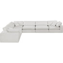 Meridian Comfy Cream Linen Textured Fabric Modular Sectional IMAGE 4