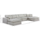  Manufacturer Color_Cream -- Comfy 158" Cream Linen Textured Fabric Upholstered 6 pc Modular Sectional IMAGE 10