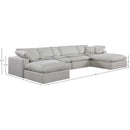 Meridian Comfy Cream Linen Textured Fabric Modular Sectional IMAGE 10