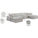  Manufacturer Color_Cream -- Comfy 158" Cream Linen Textured Fabric Upholstered 6 pc Modular Sectional IMAGE 11