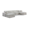  Manufacturer Color_Cream -- Comfy 158" Cream Linen Textured Fabric Upholstered 6 pc Modular Sectional IMAGE 1