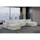  Manufacturer Color_Cream -- Comfy 158" Cream Linen Textured Fabric Upholstered 6 pc Modular Sectional IMAGE 2