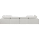  Manufacturer Color_Cream -- Comfy 158" Cream Linen Textured Fabric Upholstered 6 pc Modular Sectional IMAGE 3