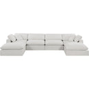  Manufacturer Color_Cream -- Comfy 158" Cream Linen Textured Fabric Upholstered 6 pc Modular Sectional IMAGE 4