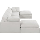  Manufacturer Color_Cream -- Comfy 158" Cream Linen Textured Fabric Upholstered 6 pc Modular Sectional IMAGE 5