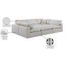  Manufacturer Color_Cream -- Comfy 119" Cream Linen Textured Fabric Upholstered 6 pc Modular Sectional IMAGE 11